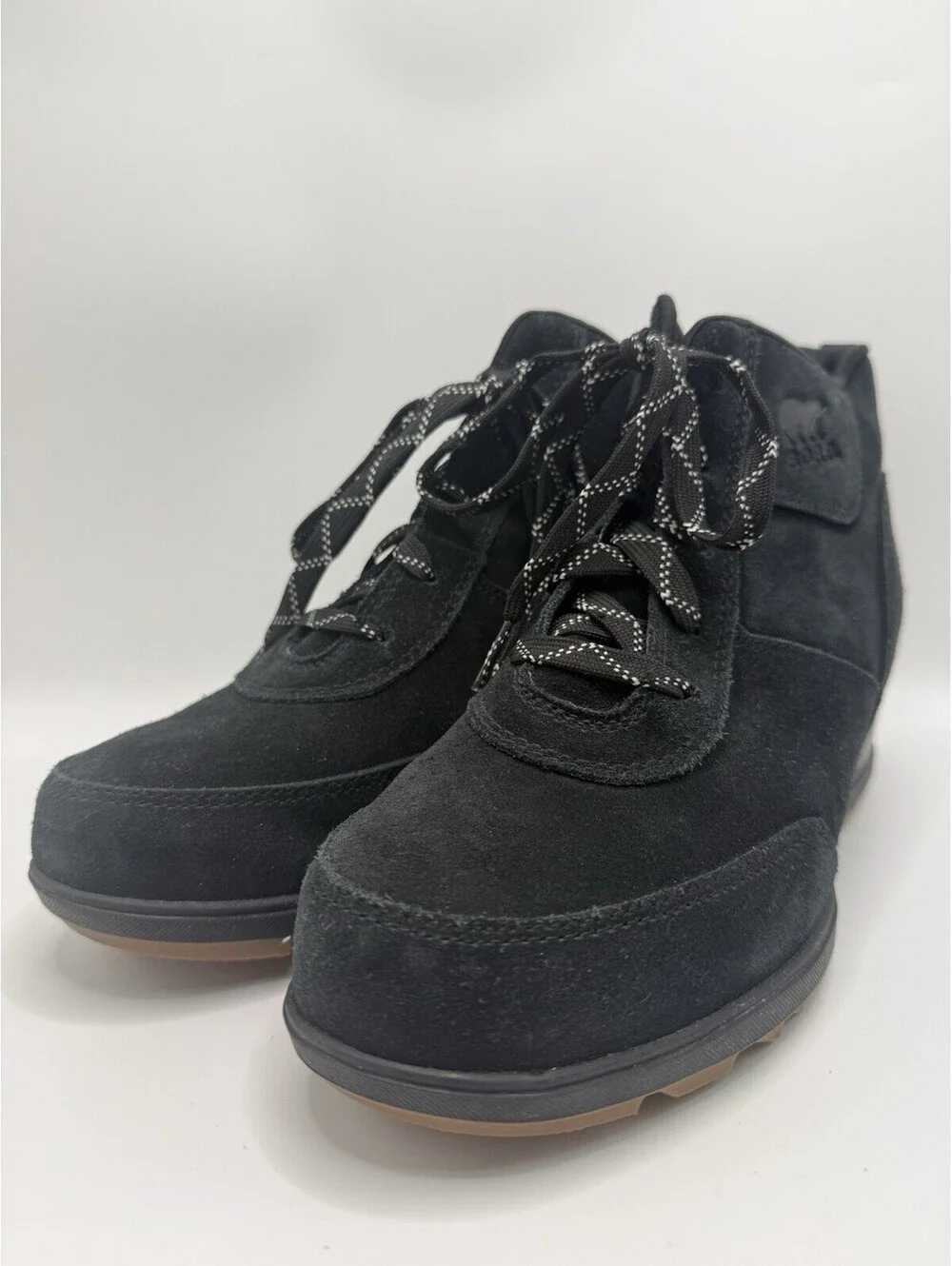SOREL Evie Sport Lace Wedge Black Suede Ankle Boot Bootie Women Sz 10 NWOB